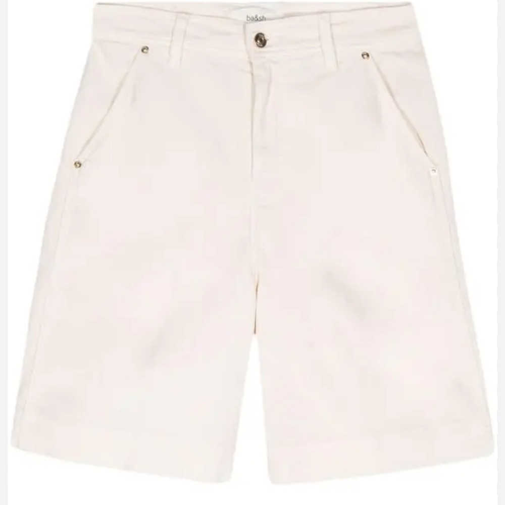 ba&sh Lady Bermuda Todd denim shorts cream pleat 36FR US S